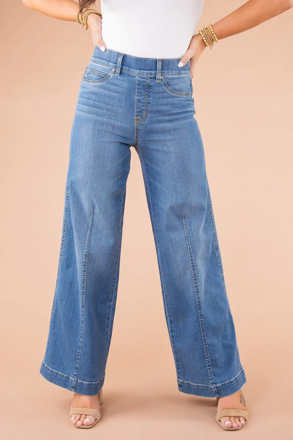 Seamed Front Wide Leg Jeans - Image 4