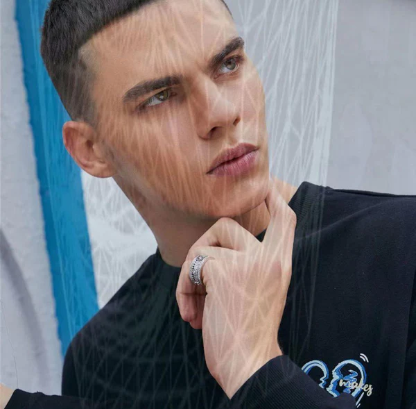 Handmade Mechanical Gear Turns Decompression Couple Ring - Image 6