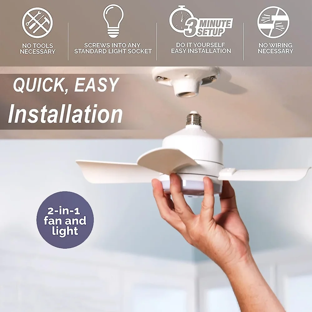 Bright Cool Ceiling Socket Fan & Light with Remote Control - Image 12