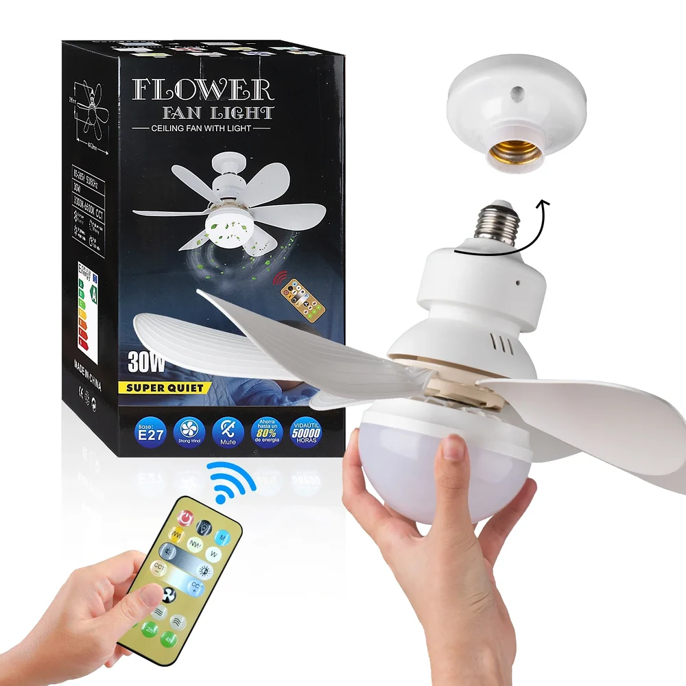 Bright Cool Ceiling Socket Fan & Light with Remote Control - Image 9