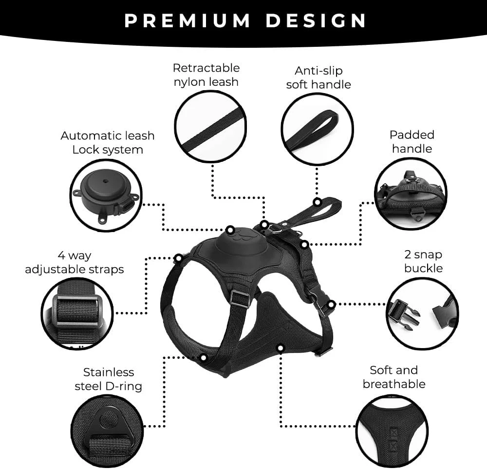 Pawsease™ Dog Harness with Integrated Retractable Lead - Image 10
