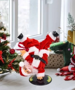 Creative electric handstand hip-hop Santa Claus doll with music children's toy ornaments Christmas gift