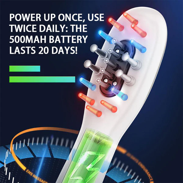 HairEvo™ Rechargeable Scalp Care Hair Growth Comb with Red & Blue Light Microcurrent Therapy - Image 7
