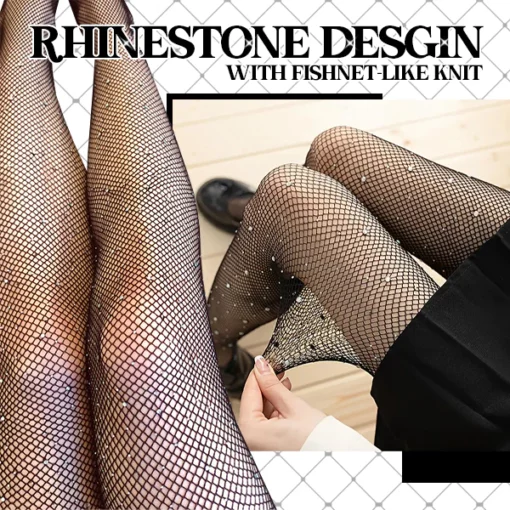 Rhinestone Glitter Fishnet Tights