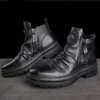 Italian Hand-embossed Zipper Martin Boots