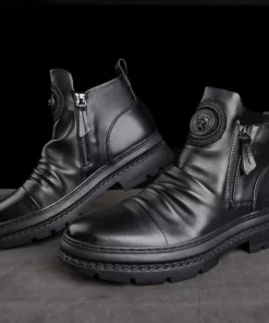Italian Hand-embossed Zipper Martin Boots