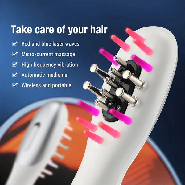 HairEvo™ Rechargeable Scalp Care Hair Growth Comb with Red & Blue Light Microcurrent Therapy - Image 4