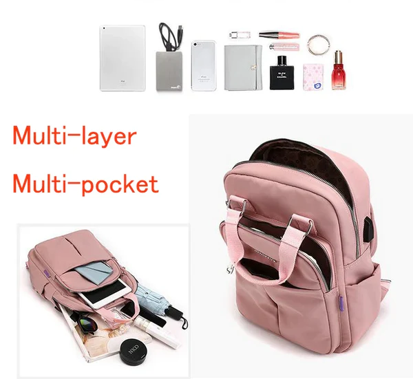 USB Charging Luggage Backpack Natural Waterproof Multi-Pocket - Image 3