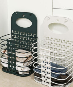 Wall-mounted foldable laundry basket