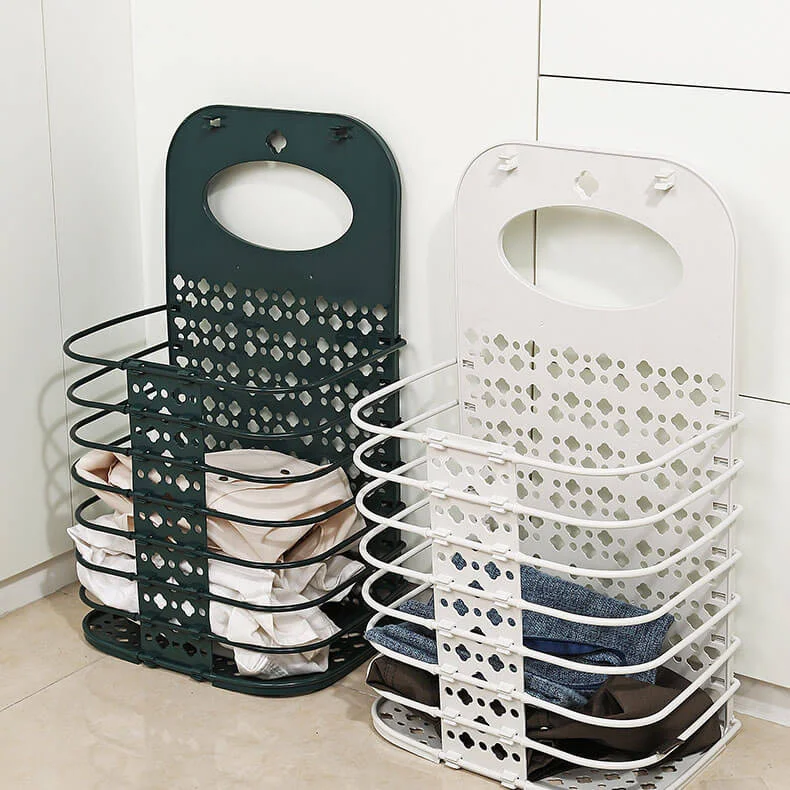 Wall-mounted foldable laundry basket