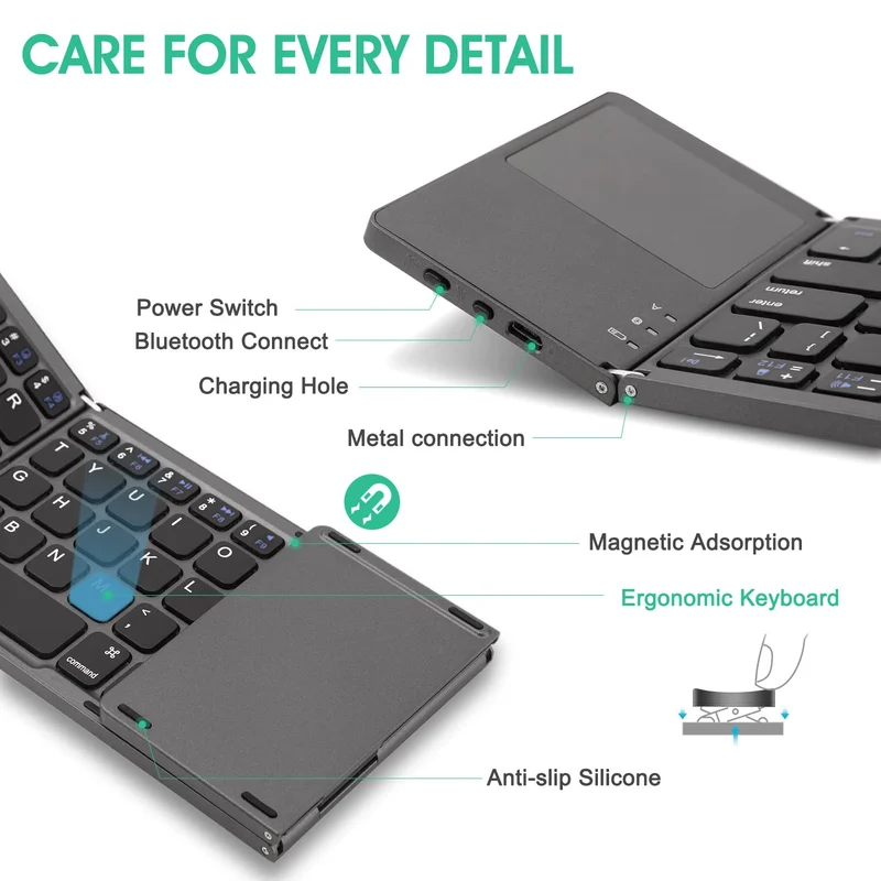 Foldable Bluetooth Keyboard with Touchpad - Image 16