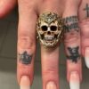 Vintage Polish Floral Armor Skull Ring