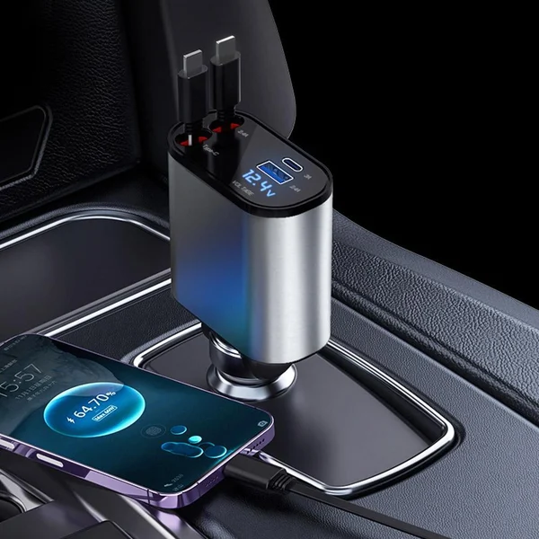 100W Fast Charge Retractable Car Charger