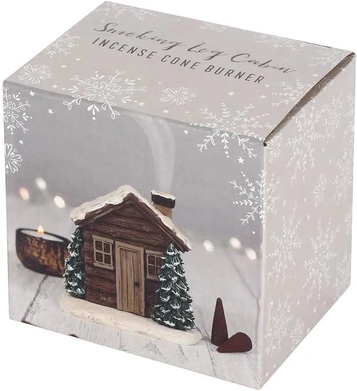 Log Cabin Snowy Winter Incense Cone Burner - Image 5