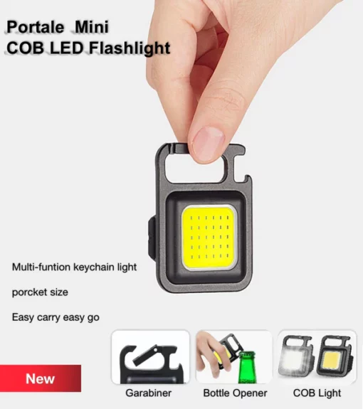 Seurico™ Portable Flashlight Keychain Mini LED Light Glare COB USB Charging - Image 7
