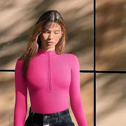 Half-zip ribbed knit bodysuit - Image 2