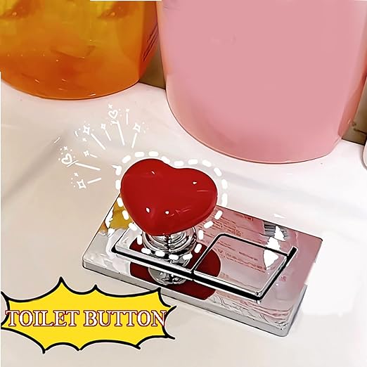 Love Heart Shaped Toilet Tank Button - Image 2