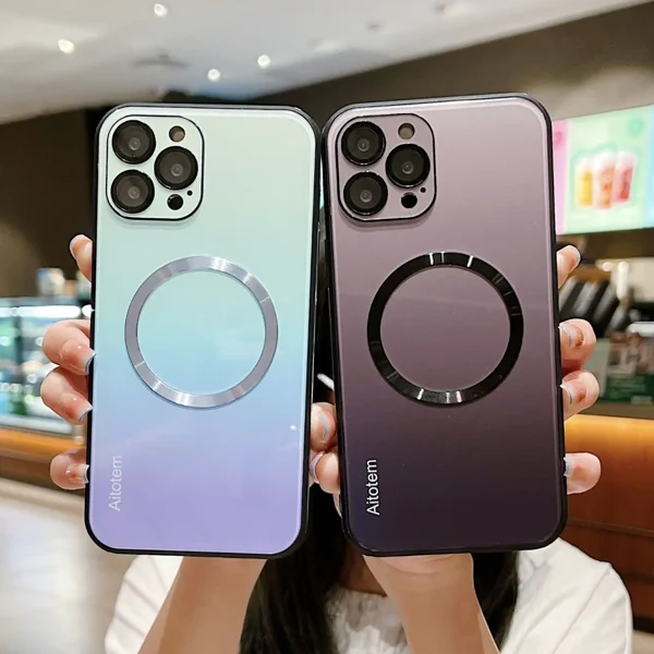 Gradient Magnetic Glass Protective Case For iPhone - Image 5