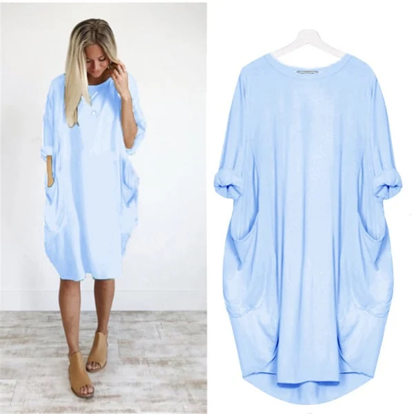 2023 New In-💝17 Colors Women Casual Loose Pocket Long Sleeves Dress - Image 16