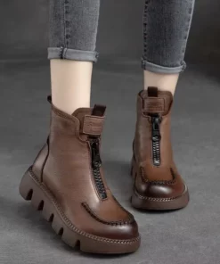 Roman Vintage Zipper Leather Boots