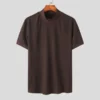 Knit High Neck Solid Color T-Shirt