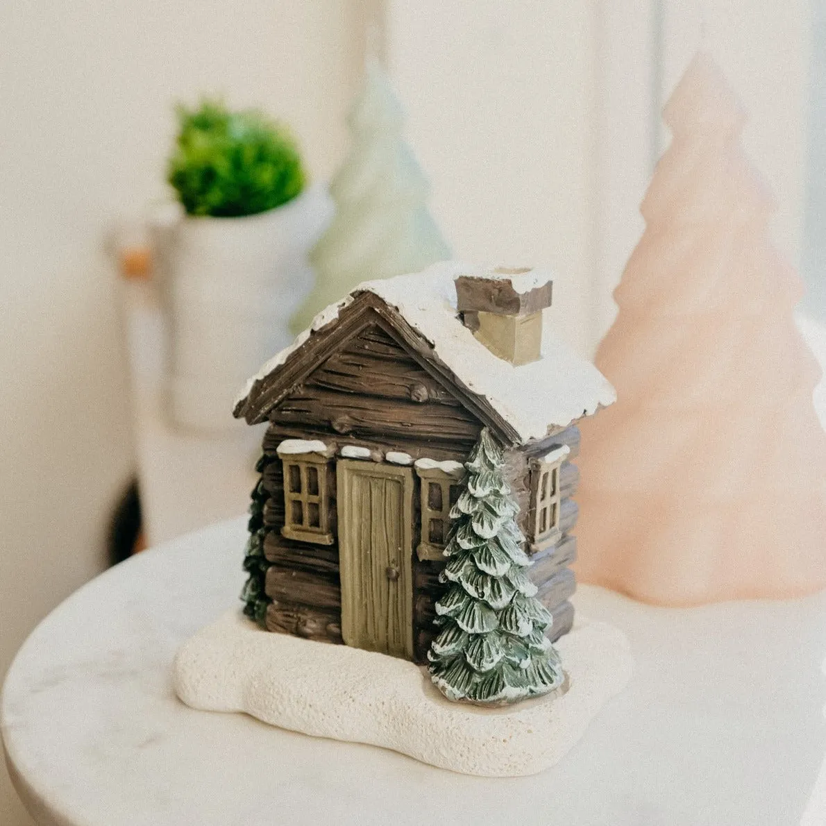 Log Cabin Snowy Winter Incense Cone Burner - Image 4