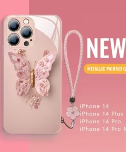 Flat 3D Butterfly Pattern Glass Cover Compatible with iPhone