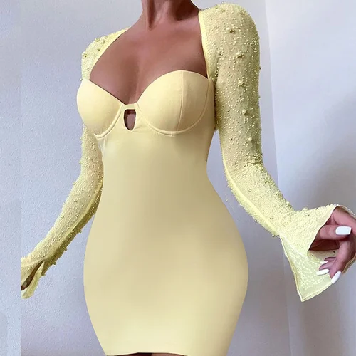 Autumn pearl princess sleeve Hottie mini dress - Image 2