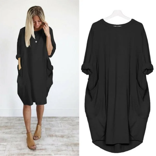 2023 New In-💝17 Colors Women Casual Loose Pocket Long Sleeves Dress - Image 13