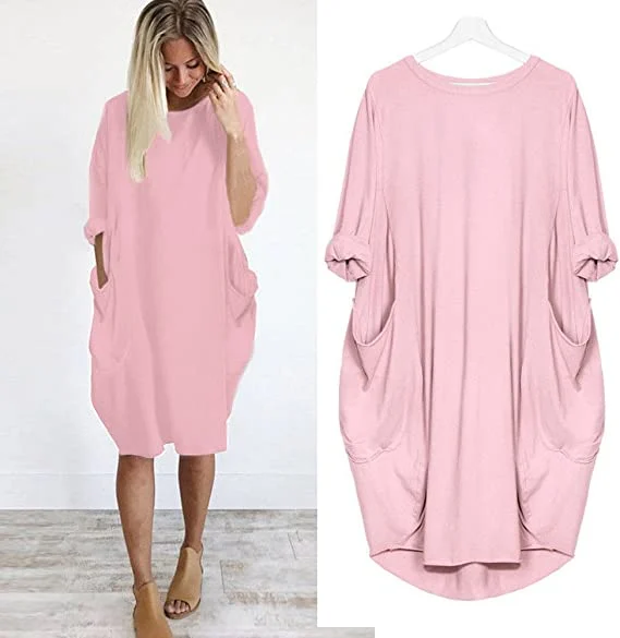 2023 New In-💝17 Colors Women Casual Loose Pocket Long Sleeves Dress - Image 10