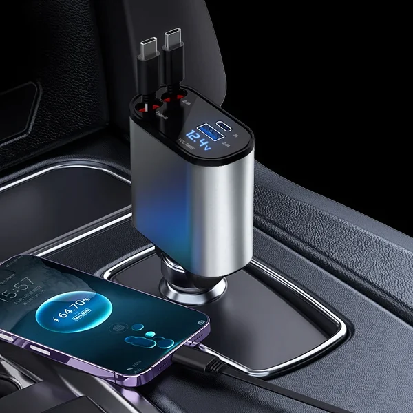 100W Fast Charge Retractable Car Charger - Image 2