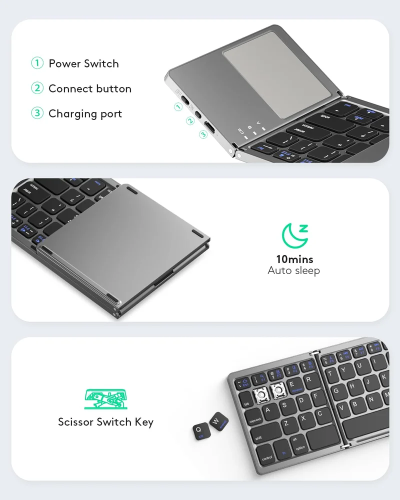 Foldable Bluetooth Keyboard with Touchpad - Image 6