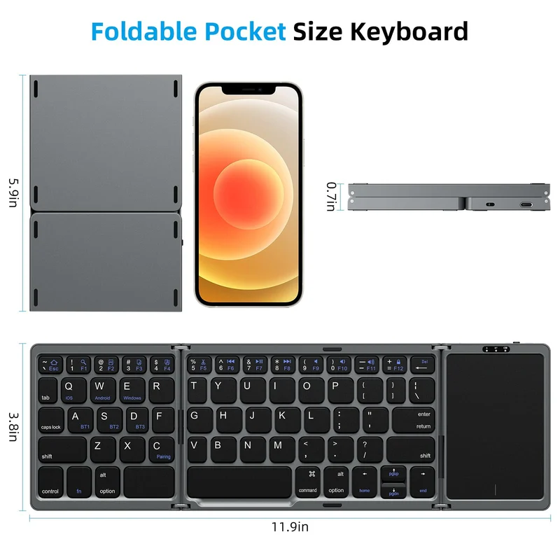 Foldable Bluetooth Keyboard with Touchpad - Image 4