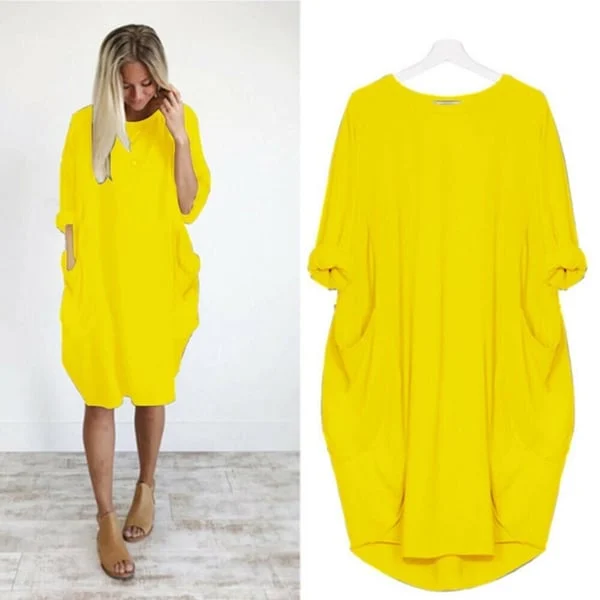 2023 New In-💝17 Colors Women Casual Loose Pocket Long Sleeves Dress - Image 3