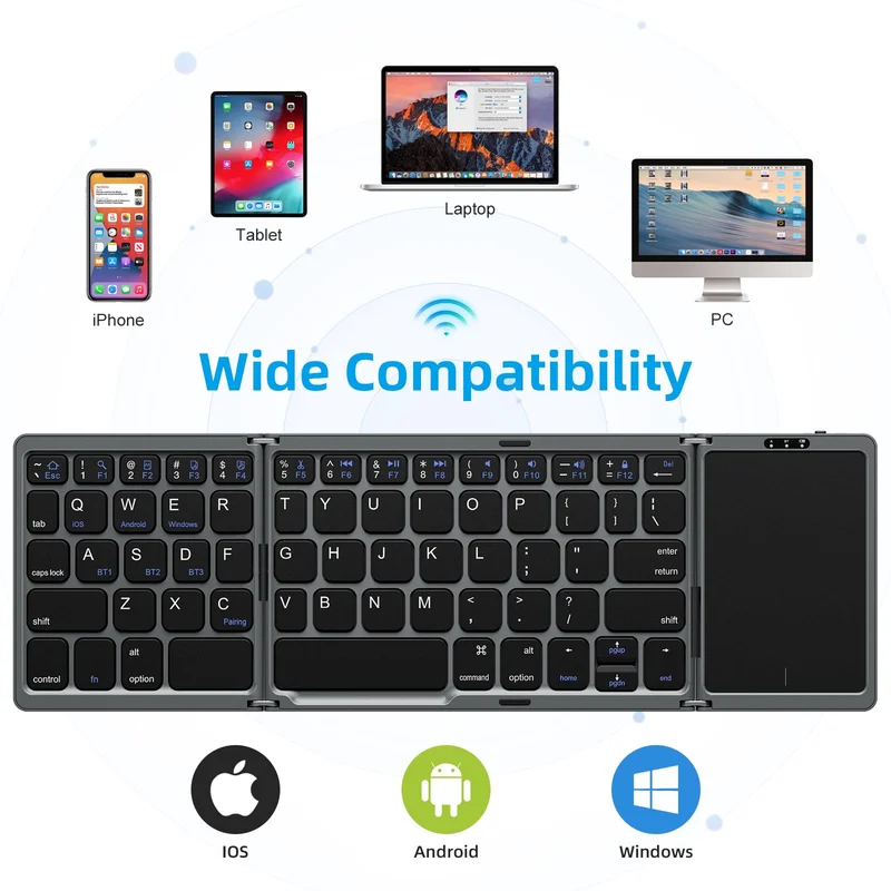 Foldable Bluetooth Keyboard with Touchpad - Image 3