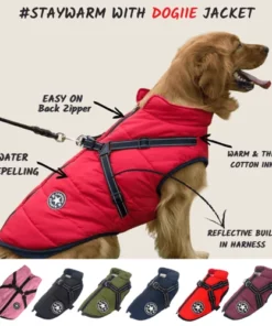 Waterproof Winter Dog Jacket with Built-in Harness