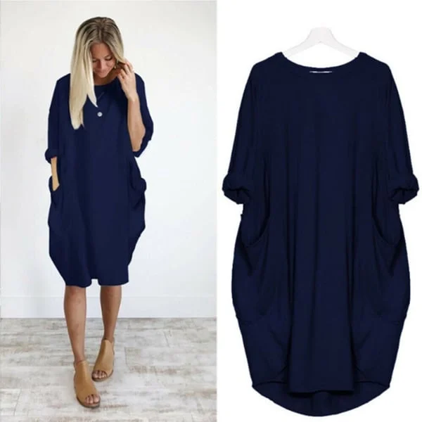 2023 New In-💝17 Colors Women Casual Loose Pocket Long Sleeves Dress - Image 8