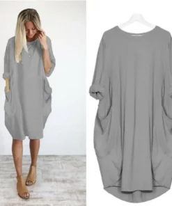2023 New In-💝17 Colors Women Casual Loose Pocket Long Sleeves Dress