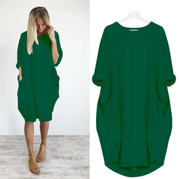 2023 New In-💝17 Colors Women Casual Loose Pocket Long Sleeves Dress - Image 9
