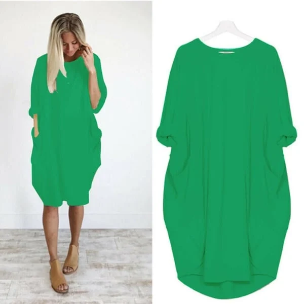 2023 New In-💝17 Colors Women Casual Loose Pocket Long Sleeves Dress - Image 7