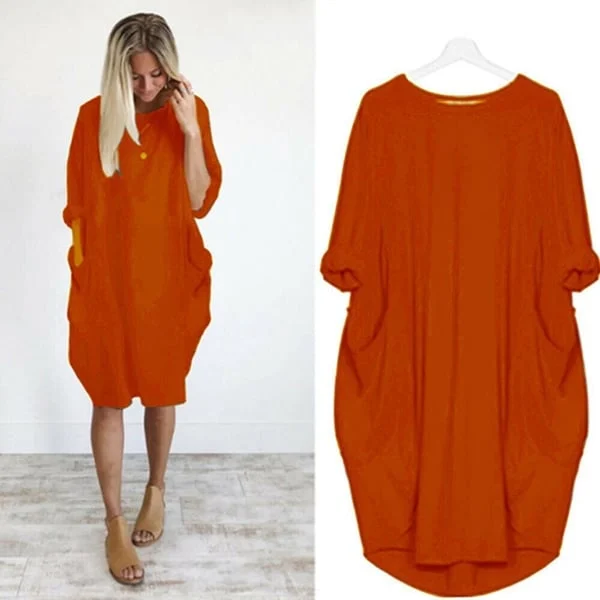 2023 New In-💝17 Colors Women Casual Loose Pocket Long Sleeves Dress - Image 6