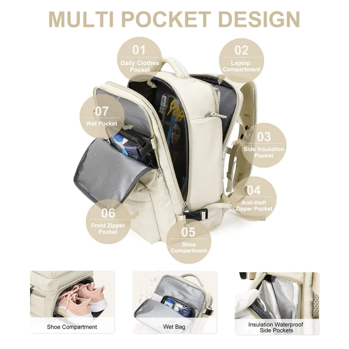 Women Large Travel Backpack Waterproof Hiking Rucksack - Image 13