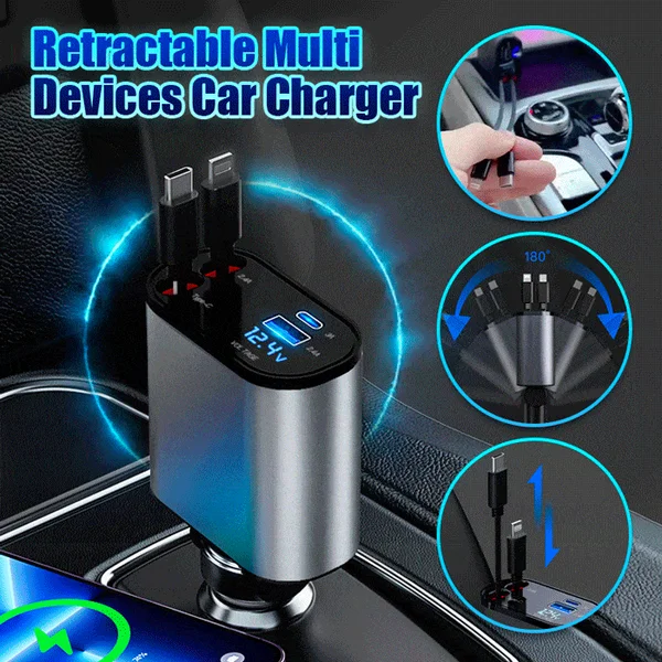 100W Fast Charge Retractable Car Charger