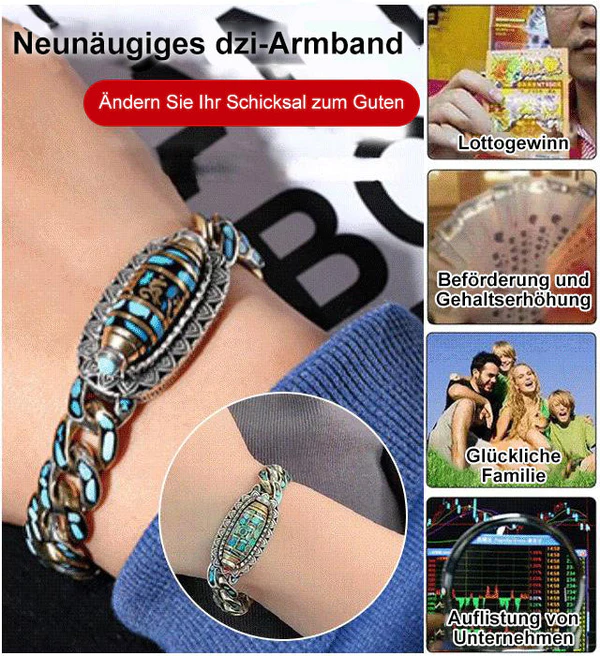 Türkises Sechs-Zeichen-Mantra-Neunäugiges Dzi-Perlenarmband - Image 7