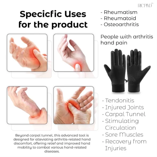 RICPIND Titanium Ionized Far Infrared Therapy ArthritisRelief Gloves - Image 6