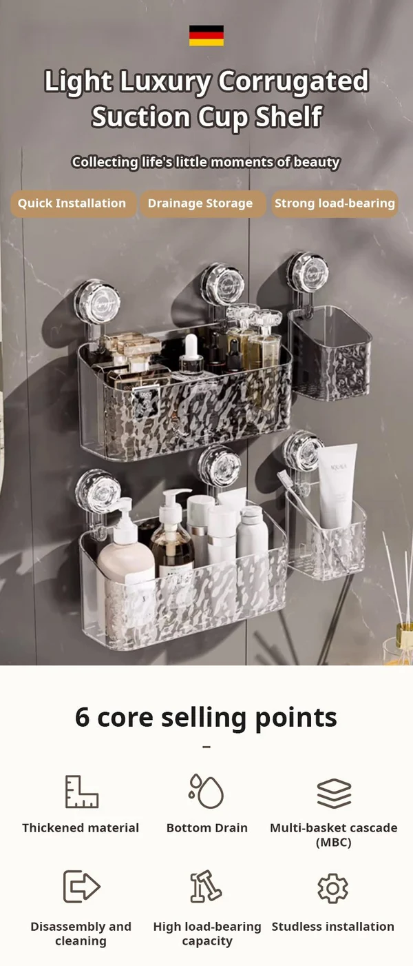 Light Luxury Style Glacier Pattern Suction Cup Shelf - Image 8