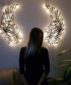 Angel Wings Metal Wall Art With Led Lights