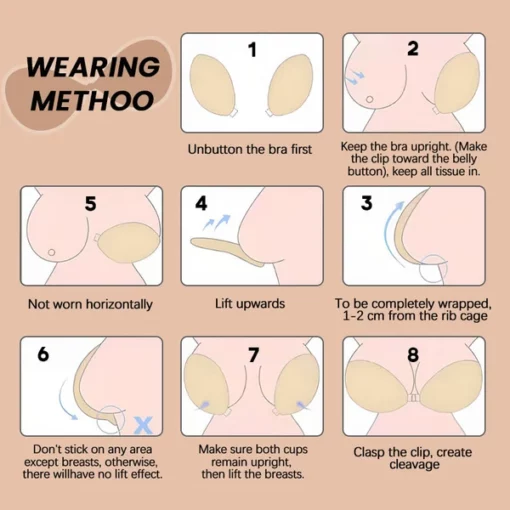 ADHESIVE BRA BACKLESS STRAPLESS REUSABLE STICKY INVISIBLE PUSH UP BRA - Image 6