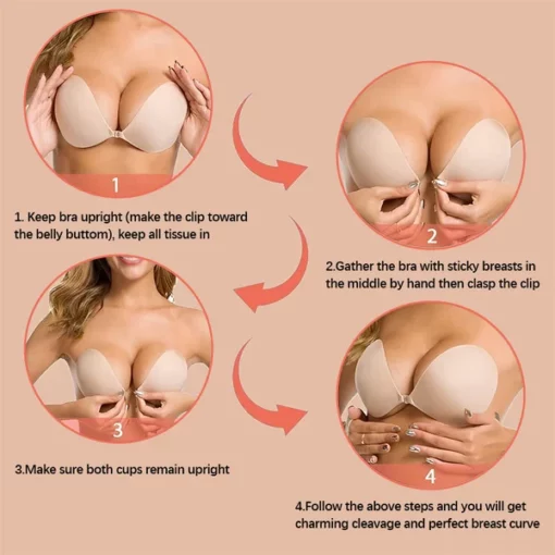 ADHESIVE BRA BACKLESS STRAPLESS REUSABLE STICKY INVISIBLE PUSH UP BRA - Image 4