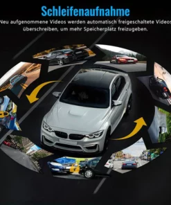 170° Weitwinkel-Dashcam mit 1080p-Doppelobjektiv breiter 170°-Abdeckung G-Sensor Nachtsicht und Loop-Technologie